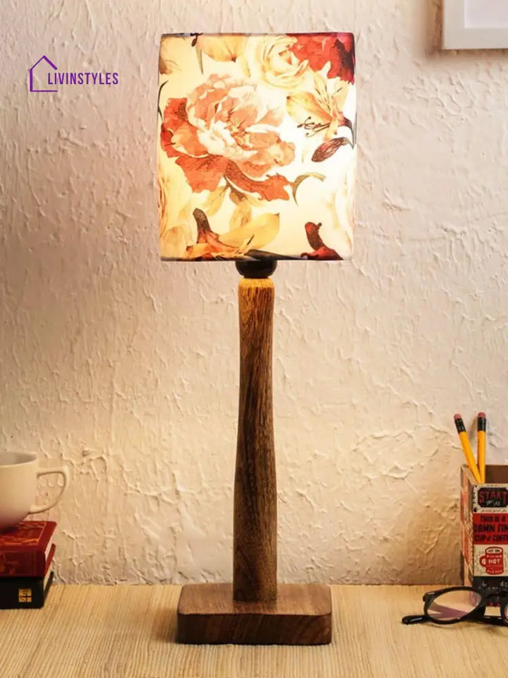 Floral Rose Wooden Lamp