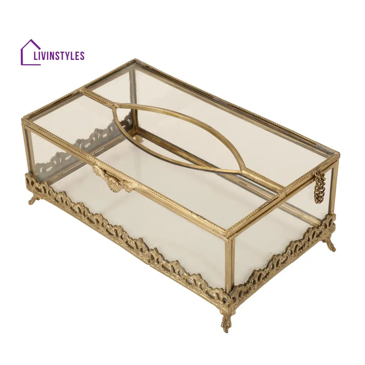 Floral Scroll Brass Napkin Box Napkin Box