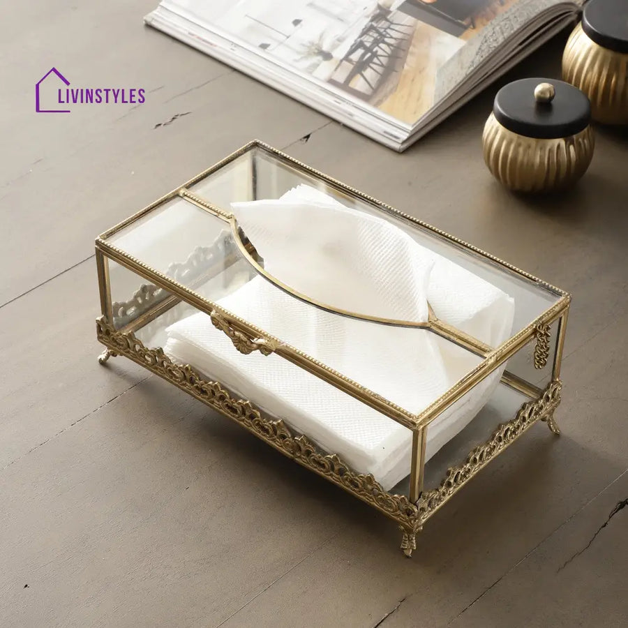 Floral Scroll Brass Napkin Box Napkin Box