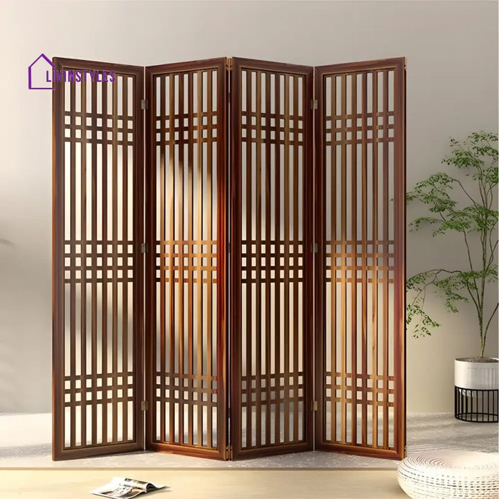 Florence Wooden and Cane Weaving Room Partition for Living Room