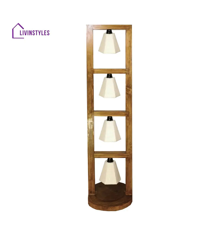 Florent Wooden Floor Lamp With Brown Base And Jute Fabric Lampshade Lamps