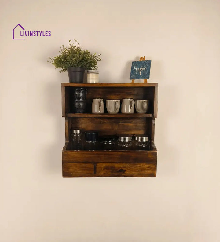 Florentine Wooden Wall Shelf Organiser Kitchen