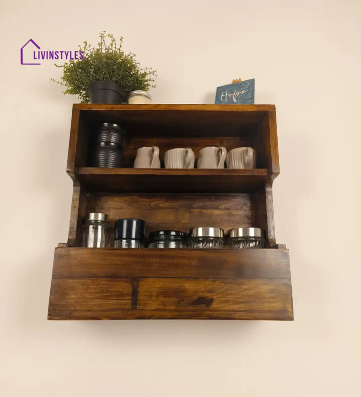 Florentine Wooden Wall Shelf Organiser Kitchen