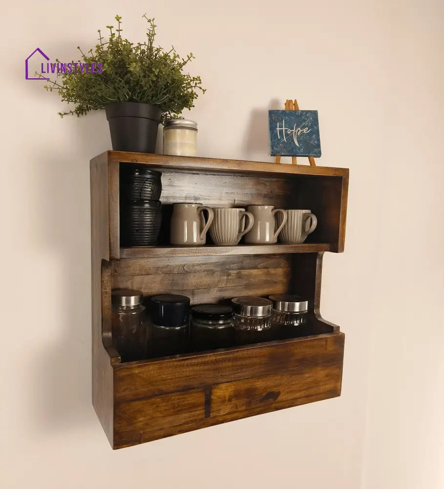 Florentine Wooden Wall Shelf Organiser Kitchen