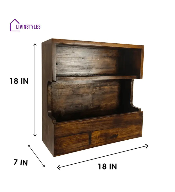 Florentine Wooden Wall Shelf Organiser Kitchen