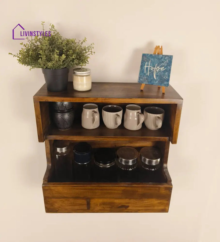 Florentine Wooden Wall Shelf Organiser Kitchen