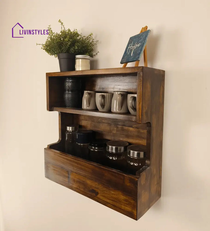 Florentine Wooden Wall Shelf Organiser Kitchen