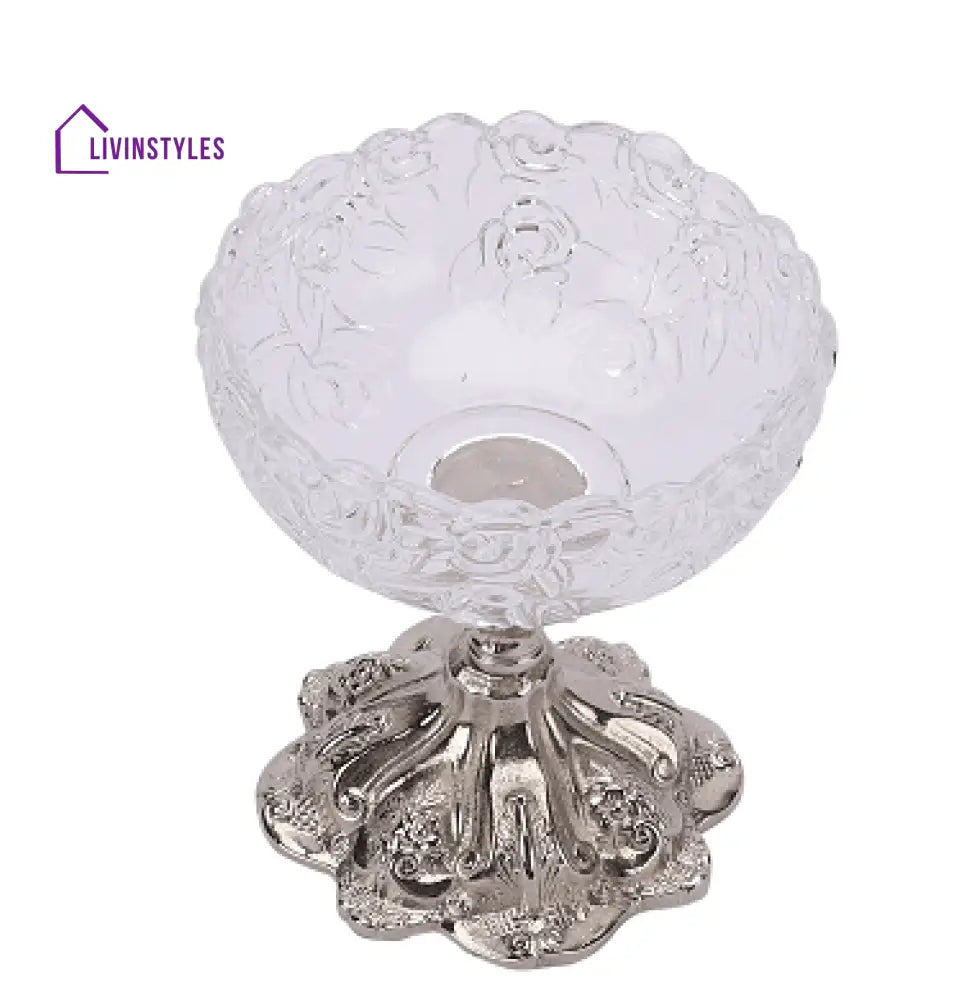 Flower Aristrocrat’s Glass Bowl (Silver)