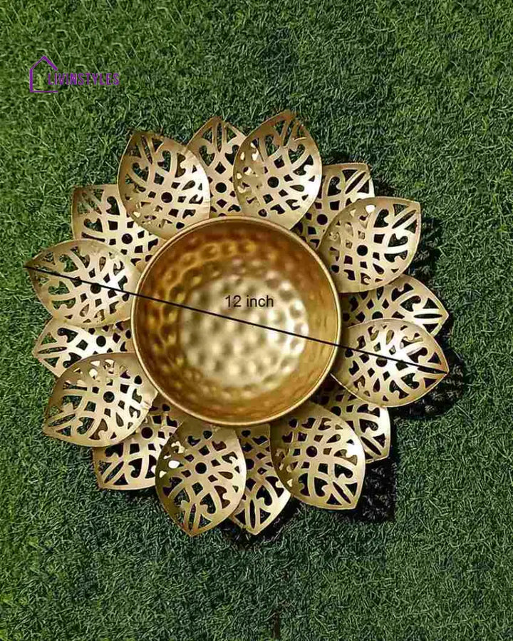 Flower Cut Jaali Metal Decorative Urli Bowl