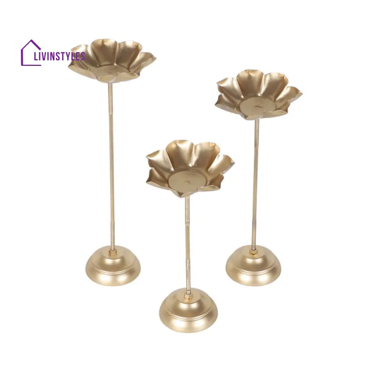 Flower Lotus Blossom Detachable Tealight | Set Of 3 Tea Light Stand