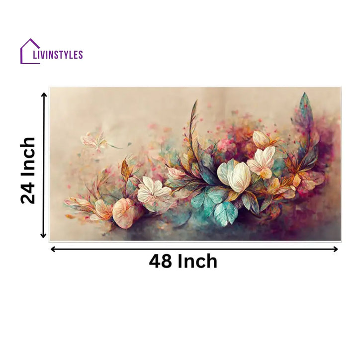 Flowers And Butterflies: Serene Oasis Wall Painting