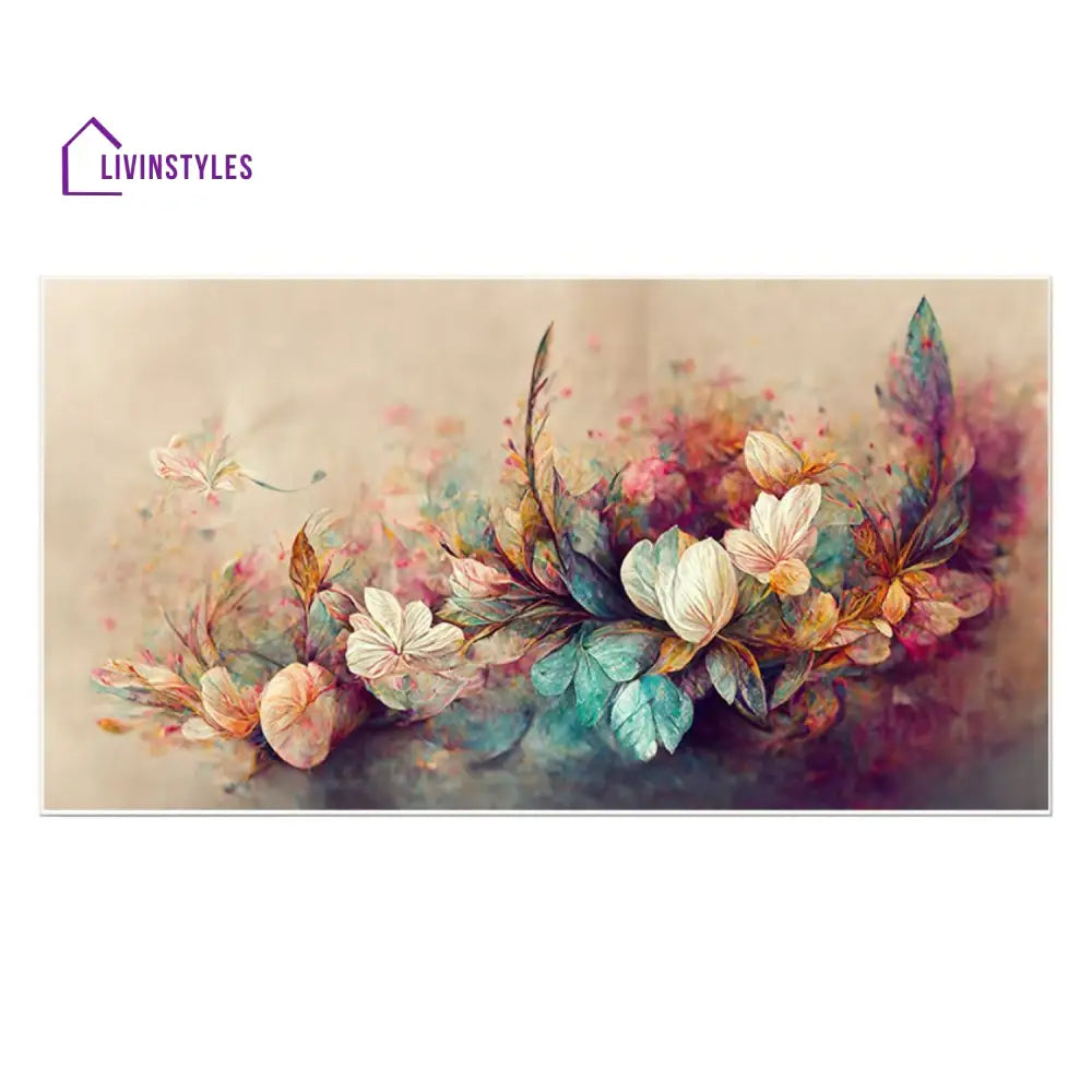 Flowers And Butterflies: Serene Oasis Wall Painting