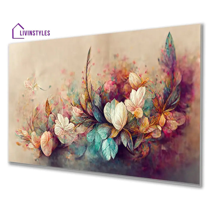 Flowers And Butterflies: Serene Oasis Wall Painting