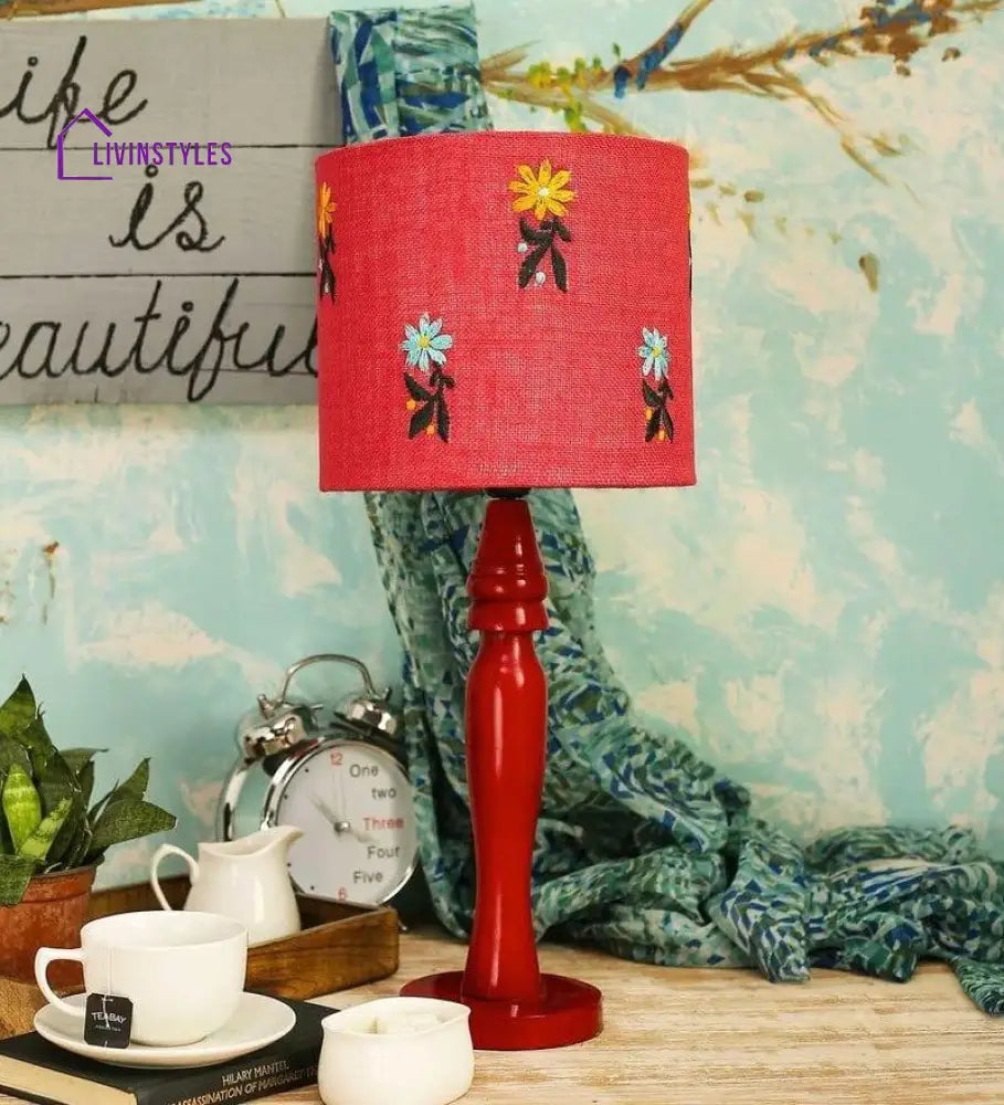 Flowers On Jute Lamp