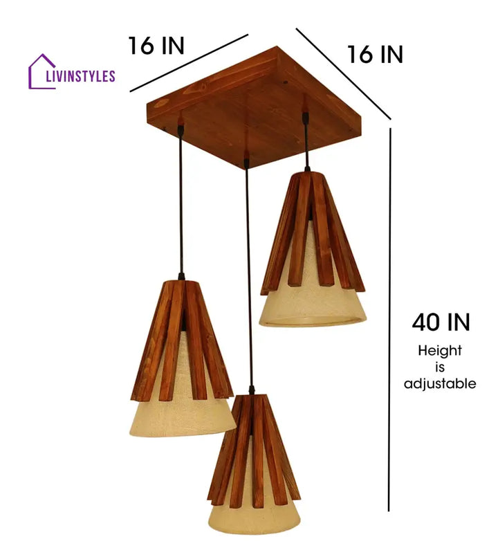 Flue Brown Wooden Cluster Hanging Lamp Lamps