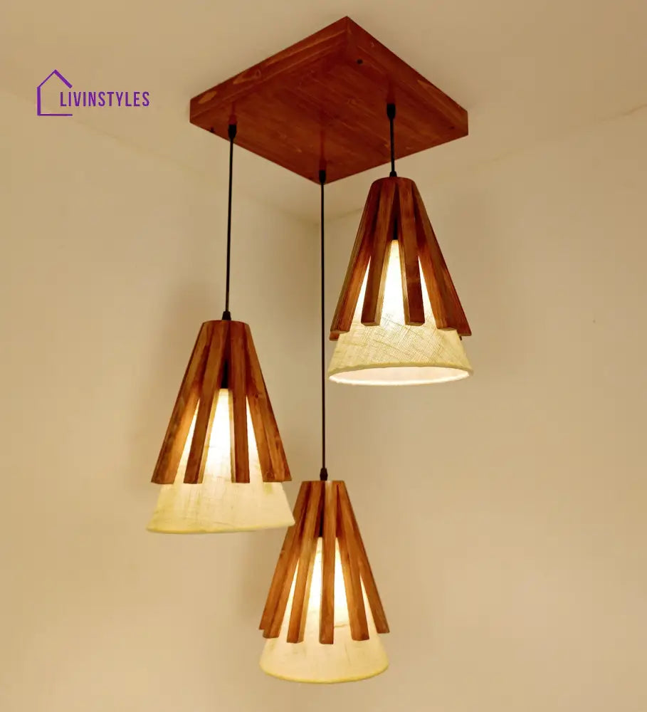 Flue Brown Wooden Cluster Hanging Lamp Lamps