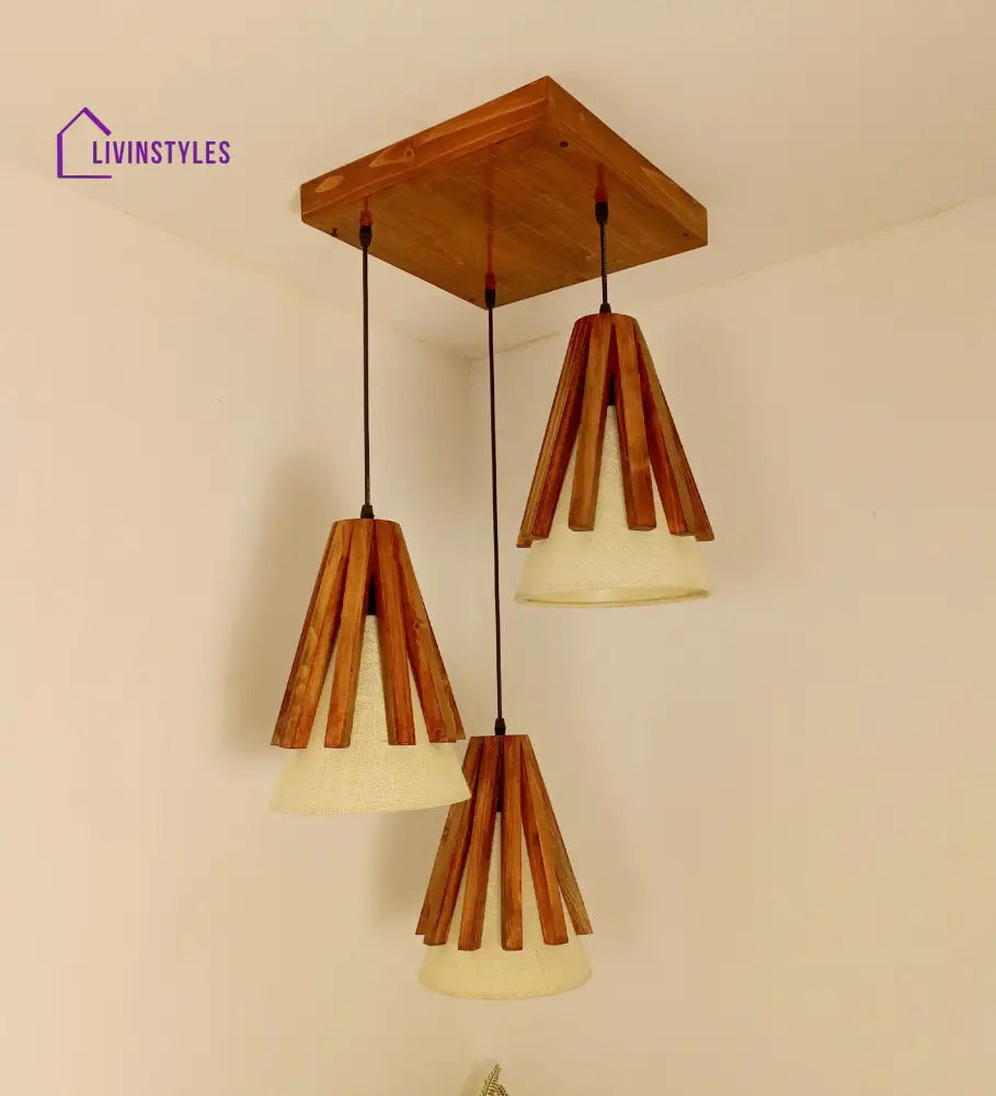 Flue Brown Wooden Cluster Hanging Lamp Lamps