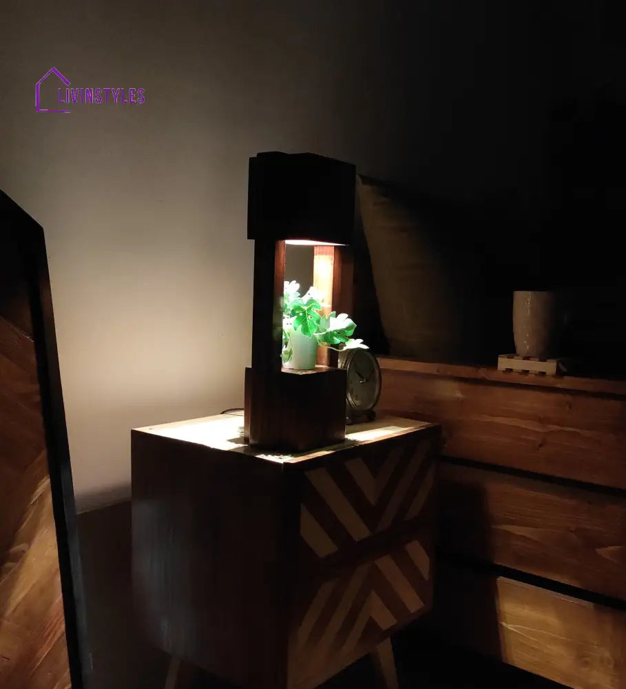 Focus Wooden Table Lamp With Brown Base Lamps