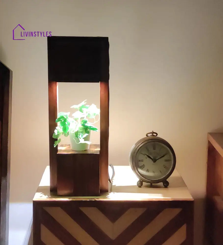 Focus Wooden Table Lamp With Brown Base Lamps