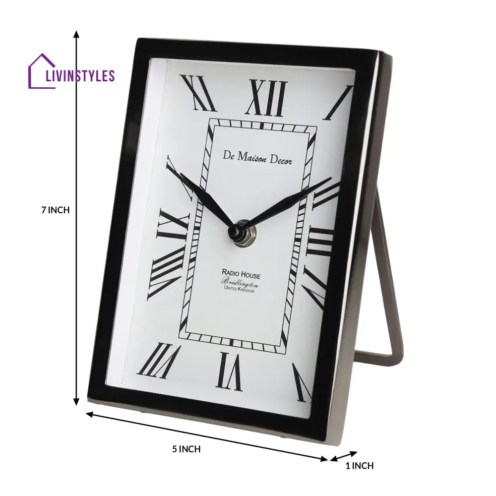 Framed Table Clock Black Decorative