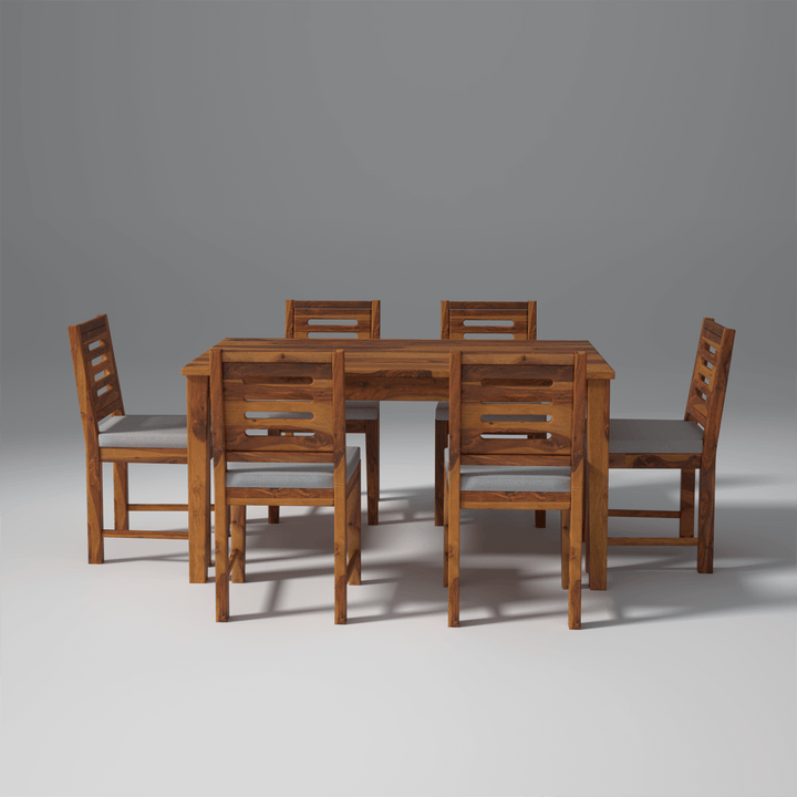 Alena Sheesham Wood Dining Table Set (6 seater) In Light Honey