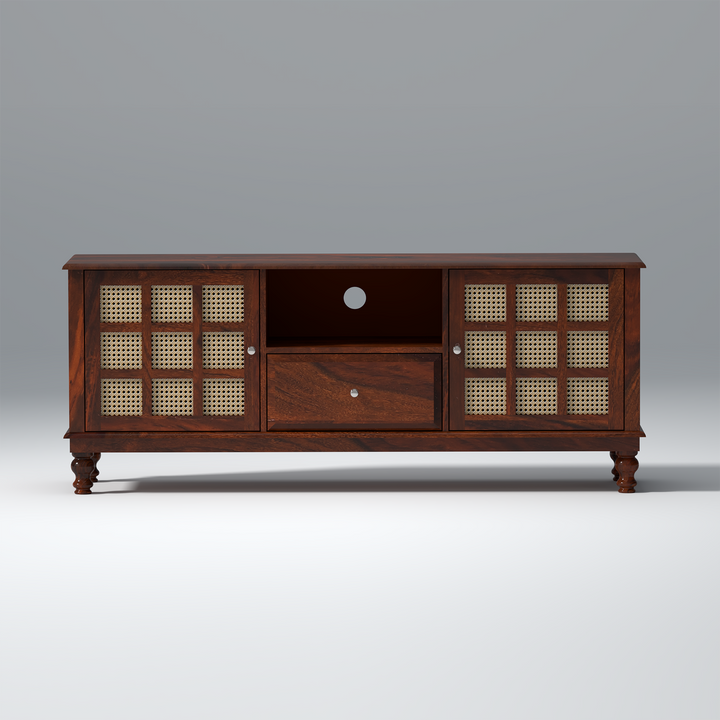 Nonna Sheesham Wood TV Unit in Dark Maharani Colour