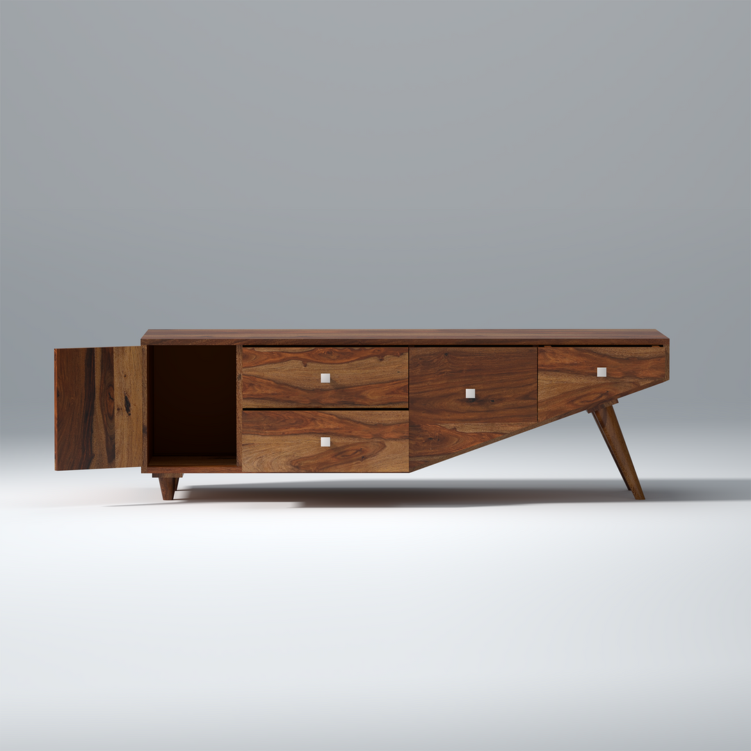 Mira Sheesham Wood TV Unit in Light Walnut Colour