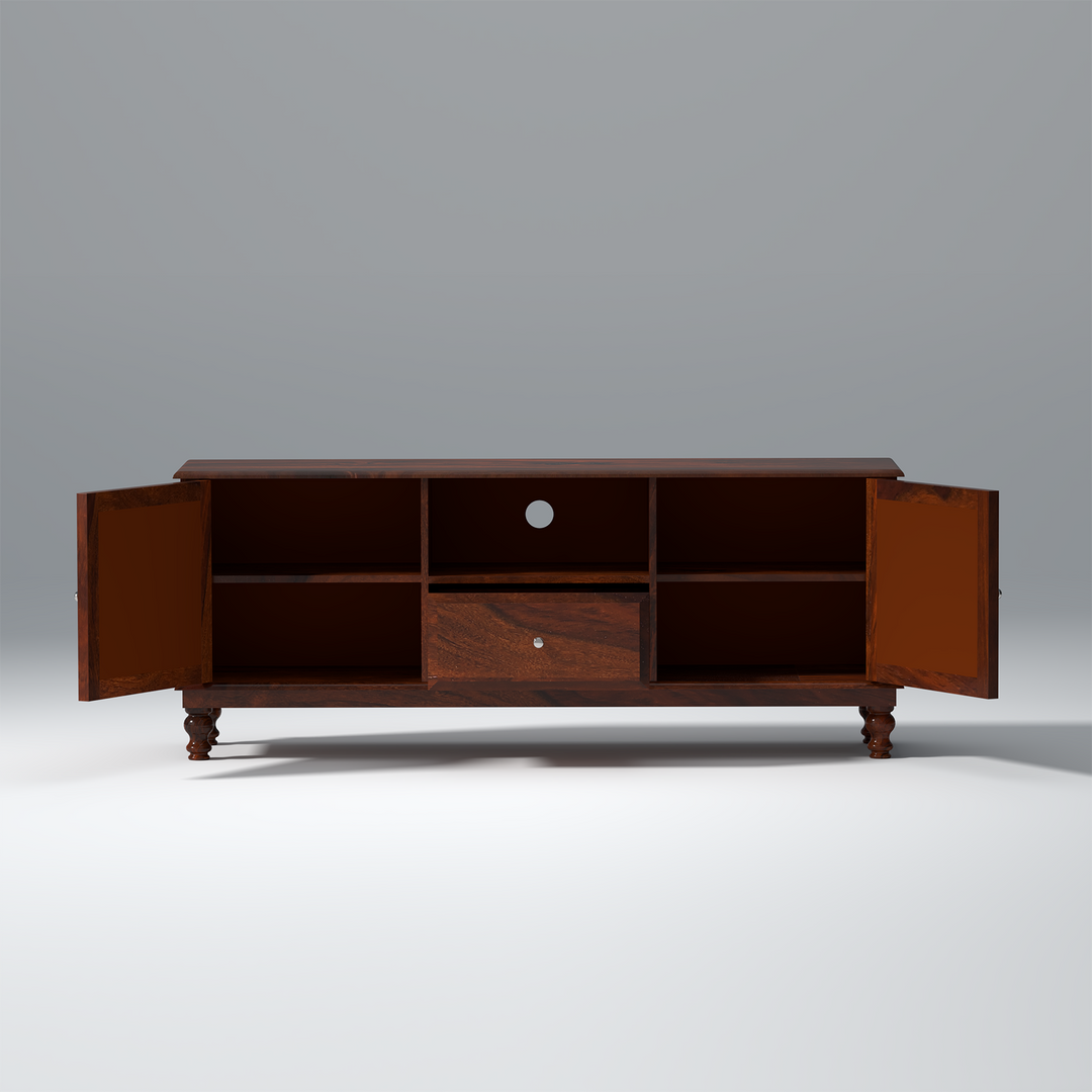 Nonna Sheesham Wood TV Unit in Dark Maharani Colour