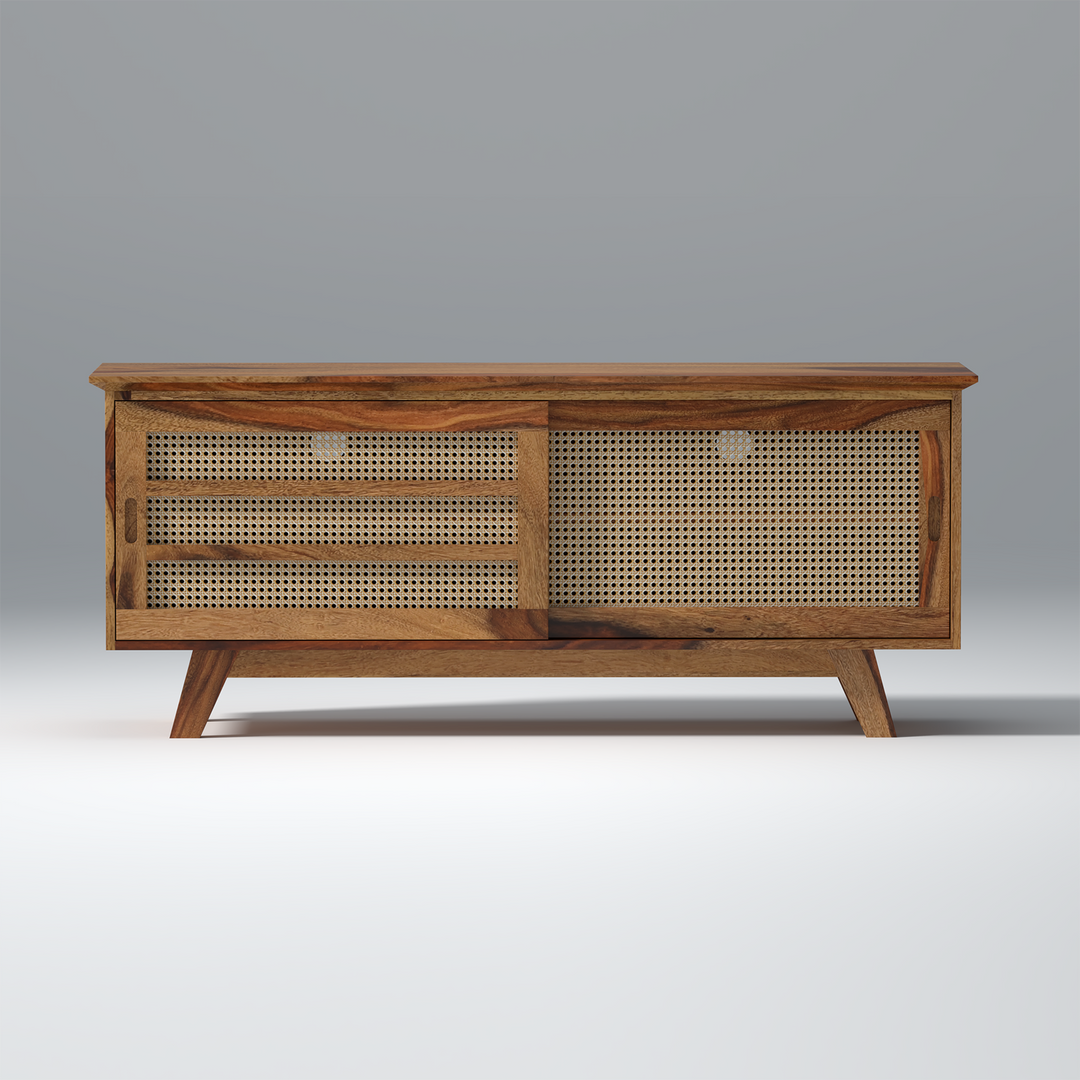 Ninel Sheesham Wood TV Unit in Natural Honey Colour