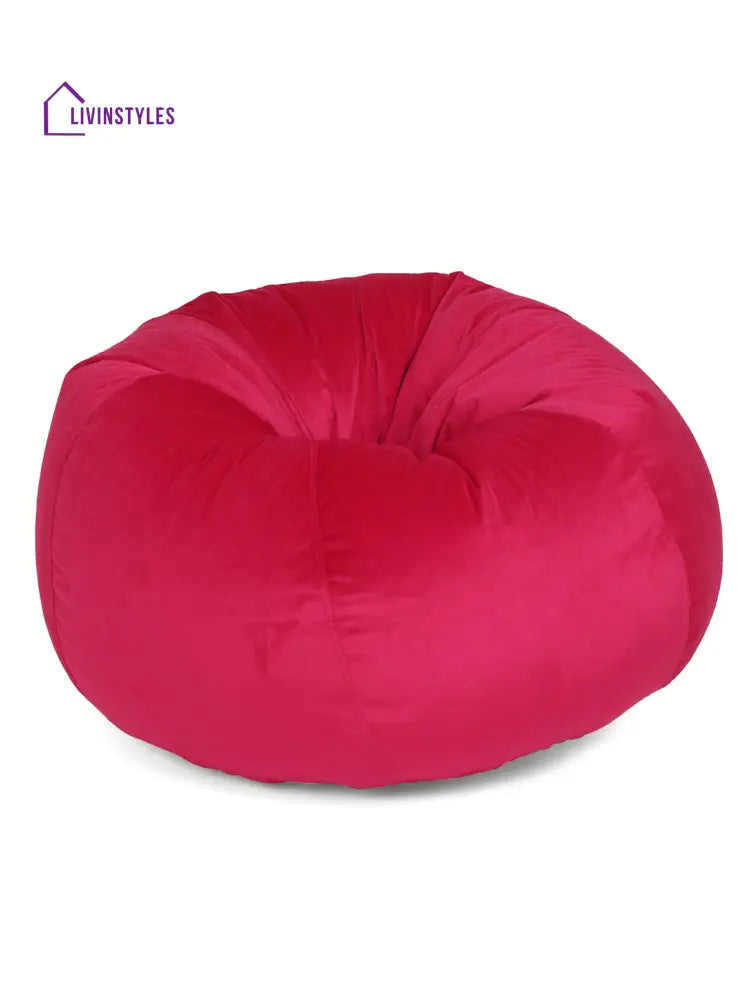 Fuchsia Solid Velvet Xxl Bean Bag Cover