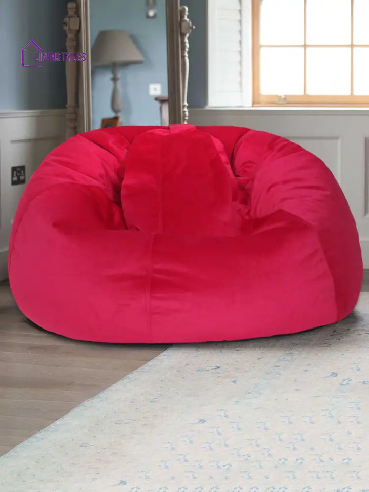 Fuchsia Solid Velvet Xxl Bean Bag Cover