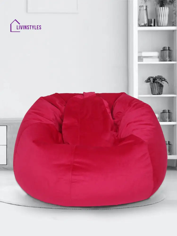 Fuchsia Solid Velvet Xxl Bean Bag Cover