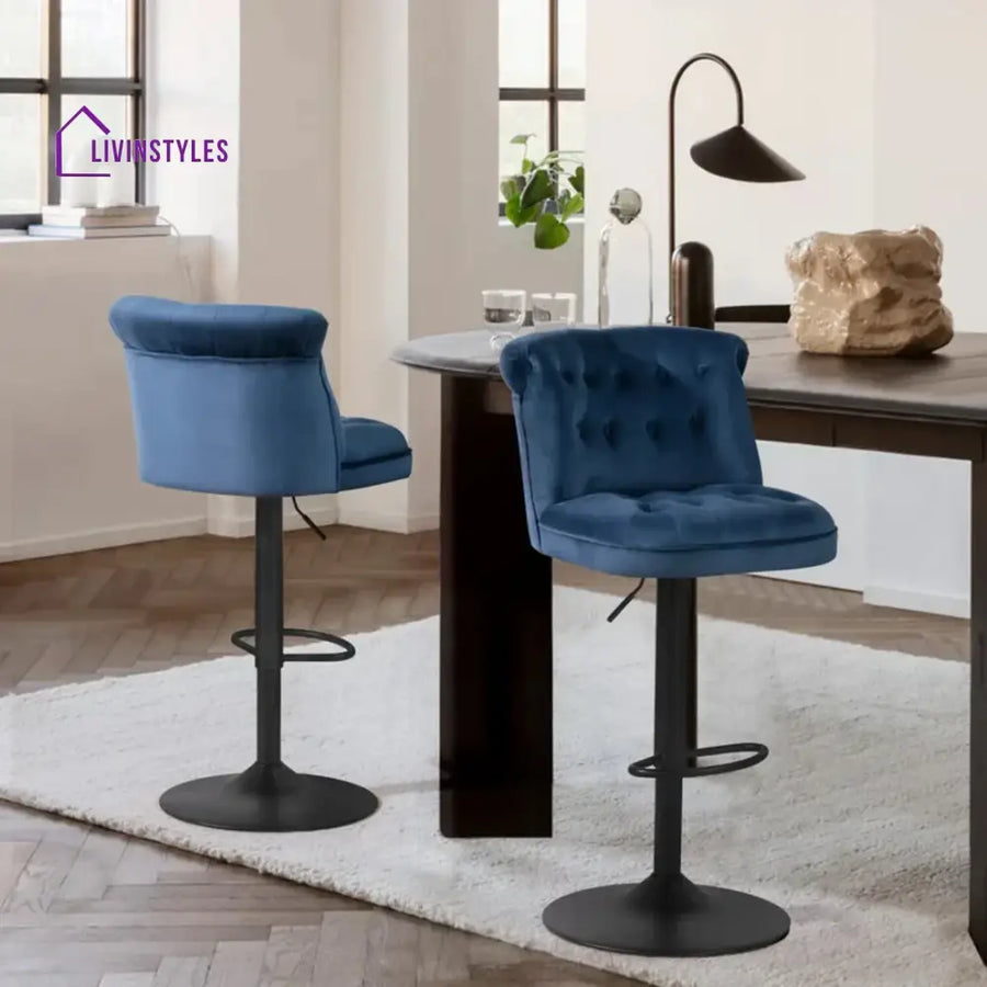 Blue Color Cellan Swiel Adjustable Bar Stool