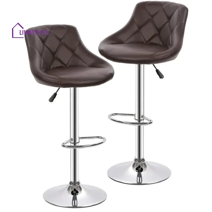 Gautam Easy Back Rest Coral Brown Comfy Leatherette Bar Stool / Long Chair