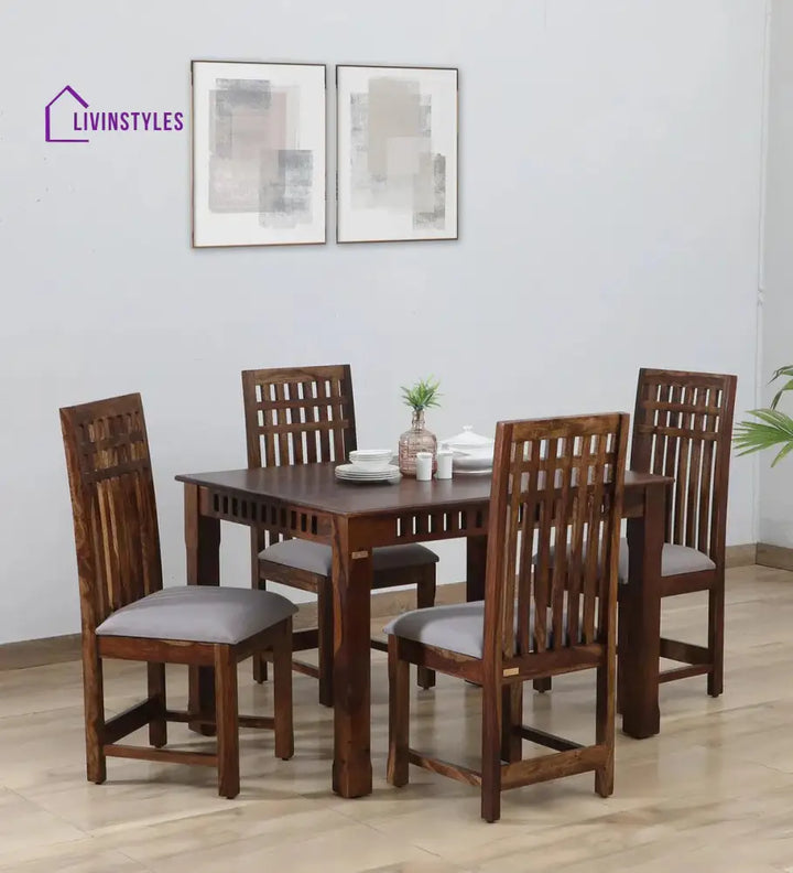 Gavriil Sheesham Wood 4 Seater Dining Set In Teak Finish Dinning Set