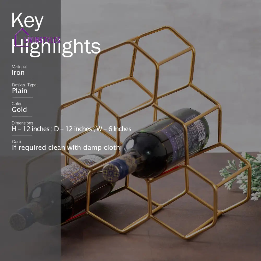 Genus 6 Bottle Wine Rack In Gold Color Party & Celebration