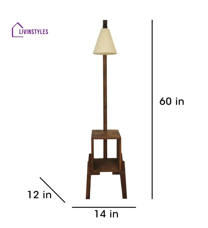 Gerard Wooden Floor Lamp With Brown Base And Jute Fabric Lampshade Lamps