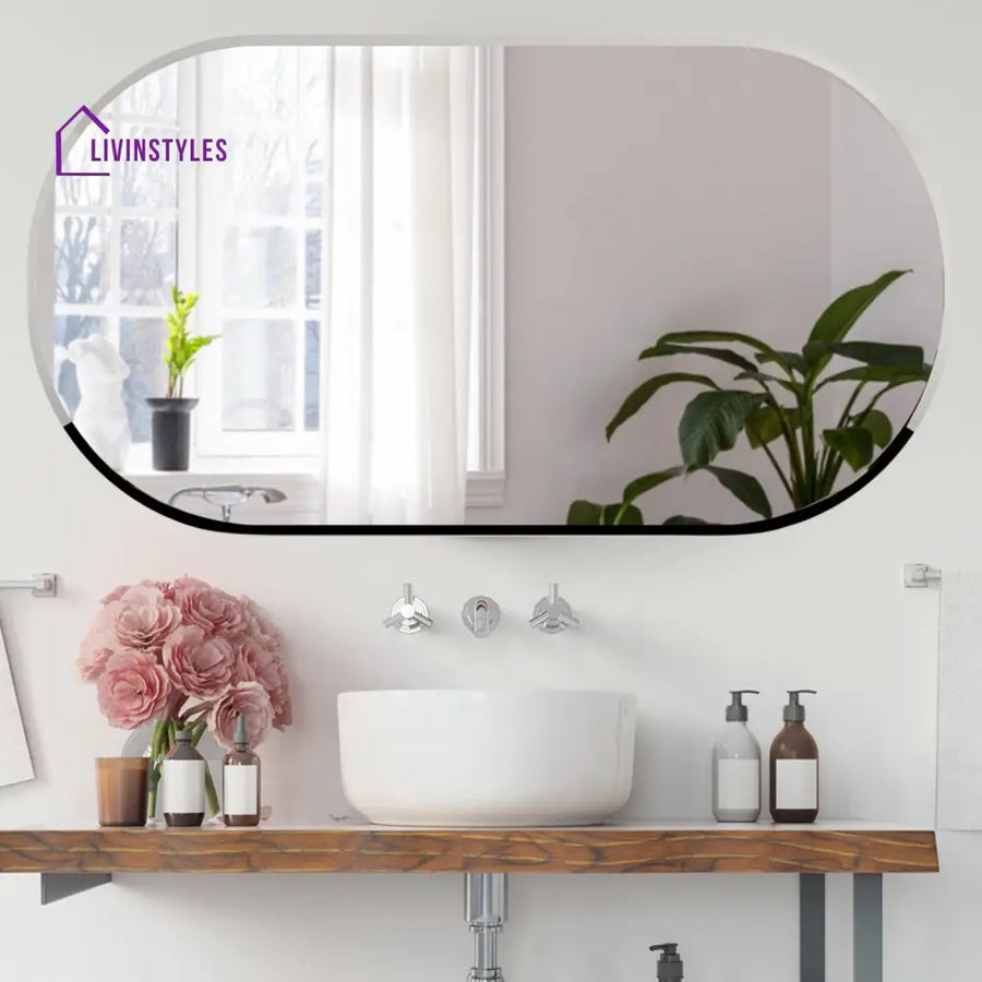 Gigi Scandinavian Frameless Beveled Capsule shaped Bathroom Mirror Wall Mirror