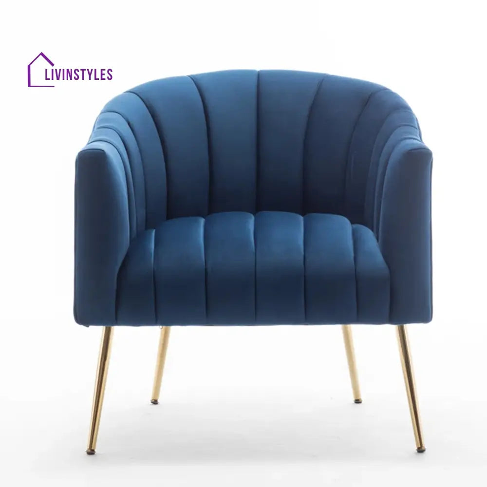 Gilded Lounge Armchair Elegance Velvet Blue Furniture