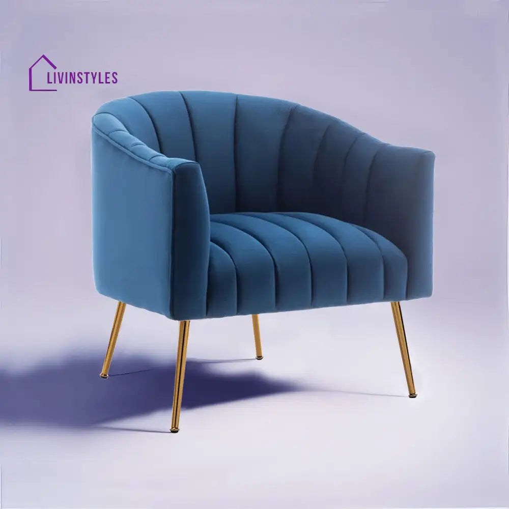 Gilded Lounge Armchair Elegance Velvet Blue Furniture