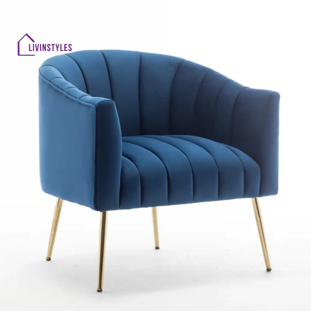 Gilded Lounge Armchair Elegance Velvet Blue Furniture