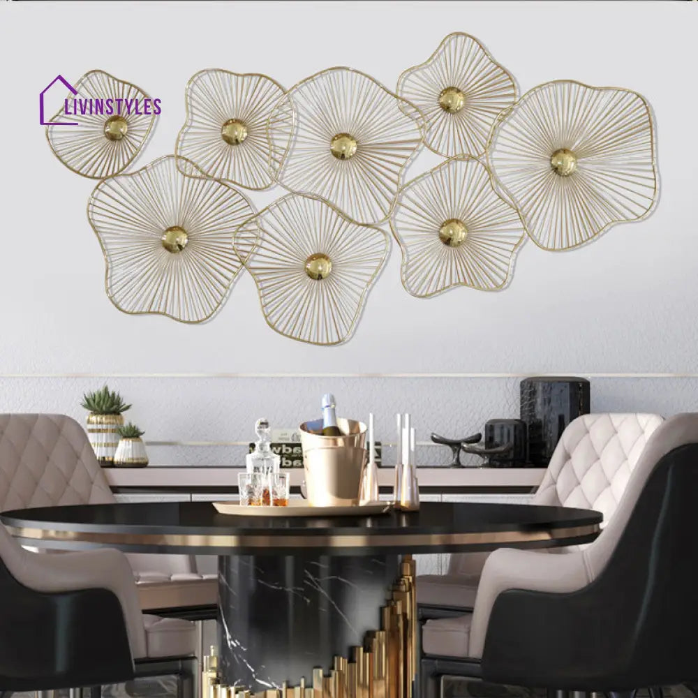 Gold Floral Metal Wall Art For Decor Wall Art