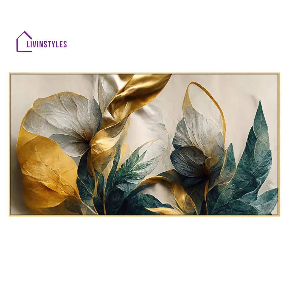 Gold Leaf Flowers On Canvas Wall Painting