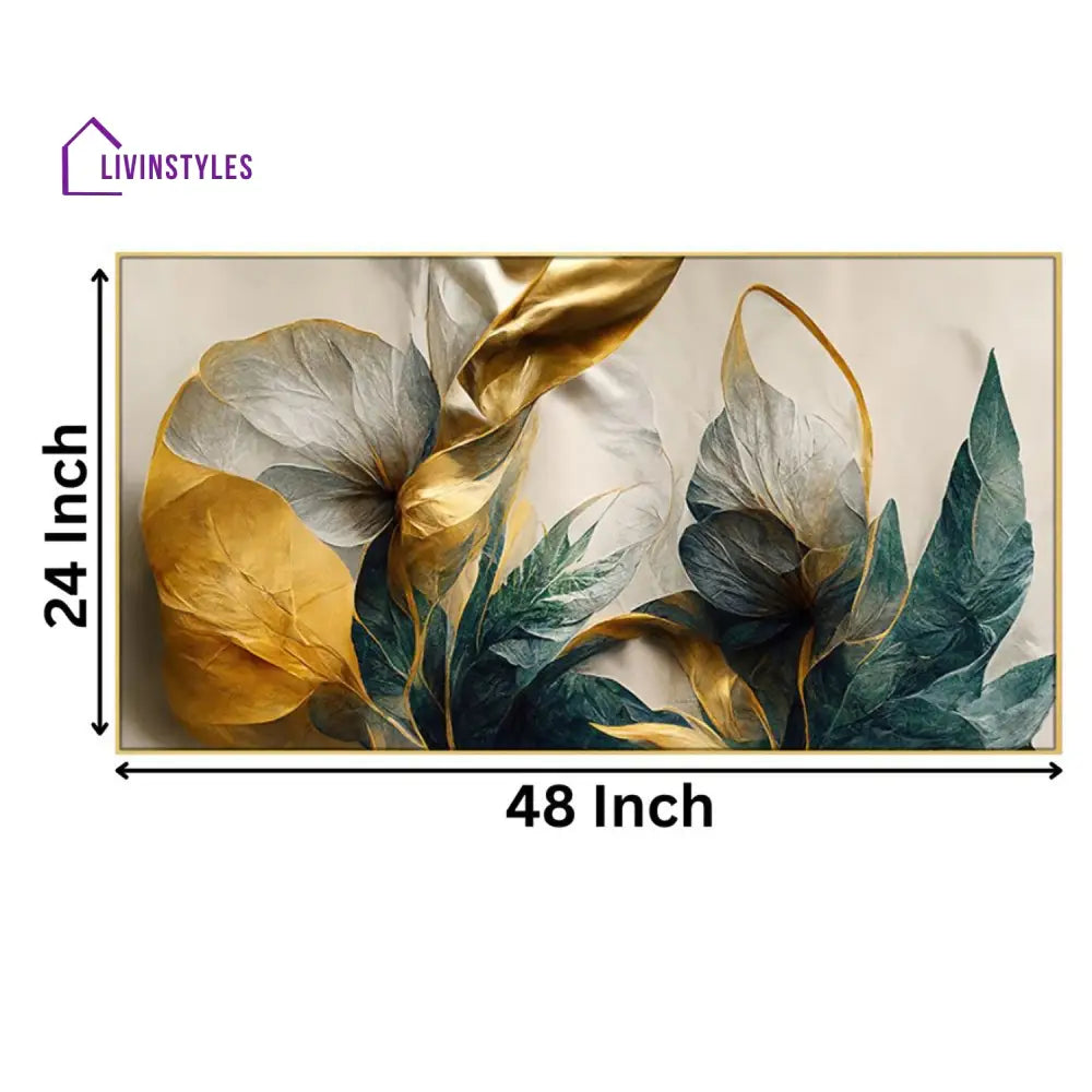 Gold Leaf Flowers On Canvas Wall Painting