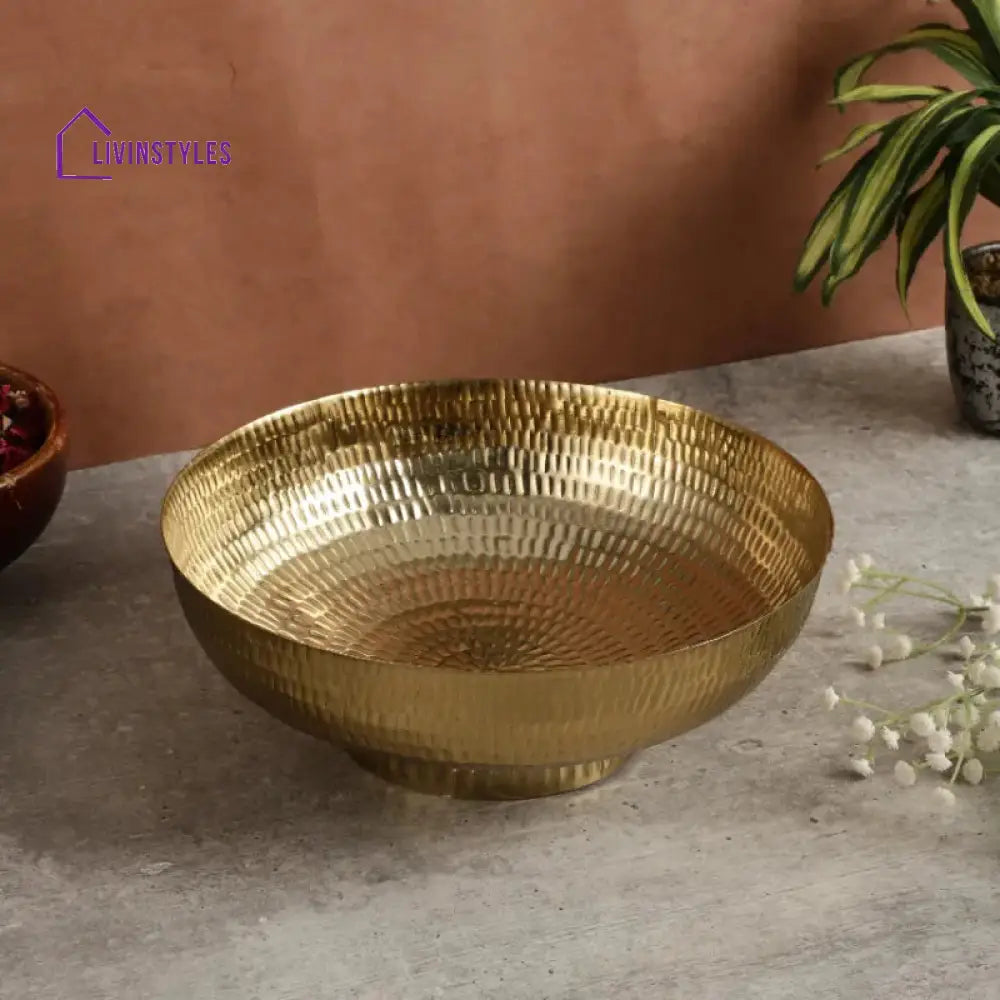 Gold Modern Decorative Bowl | 10 X 3.75 Inches Urli