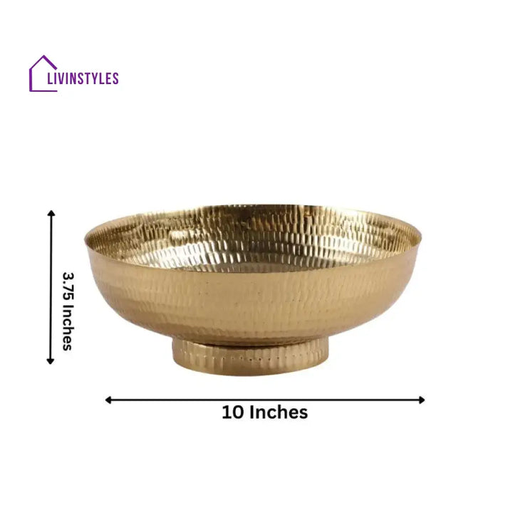 Gold Modern Decorative Bowl | 10 X 3.75 Inches Urli