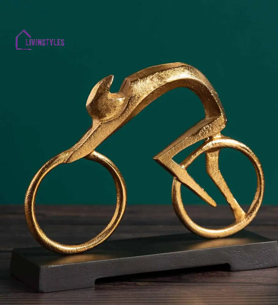 Golden Bicycle Man Aluminium Table Accent