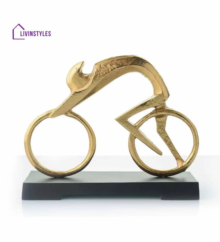 Golden Bicycle Man Aluminium Table Accent