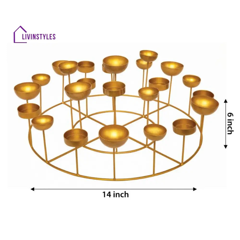 Golden Circular Tea Lights Stand Light