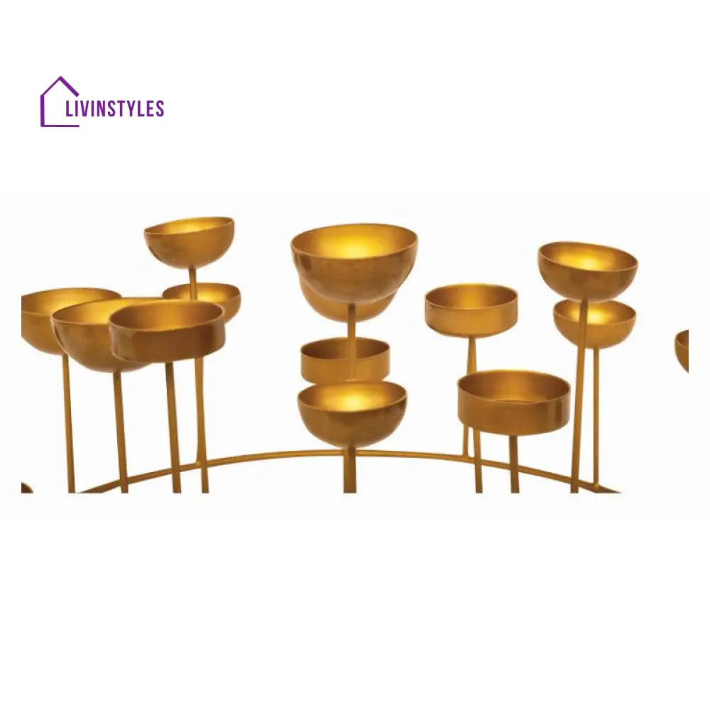 Golden Circular Tea Lights Stand Light